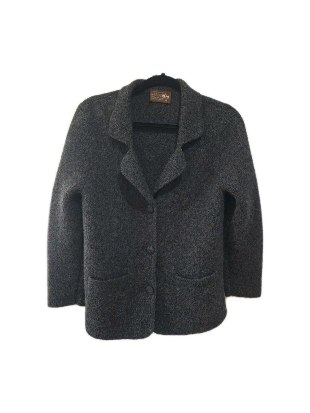 Baby Alpaca Jacket Peru Womens M Dark Gray Button Closure Pockets